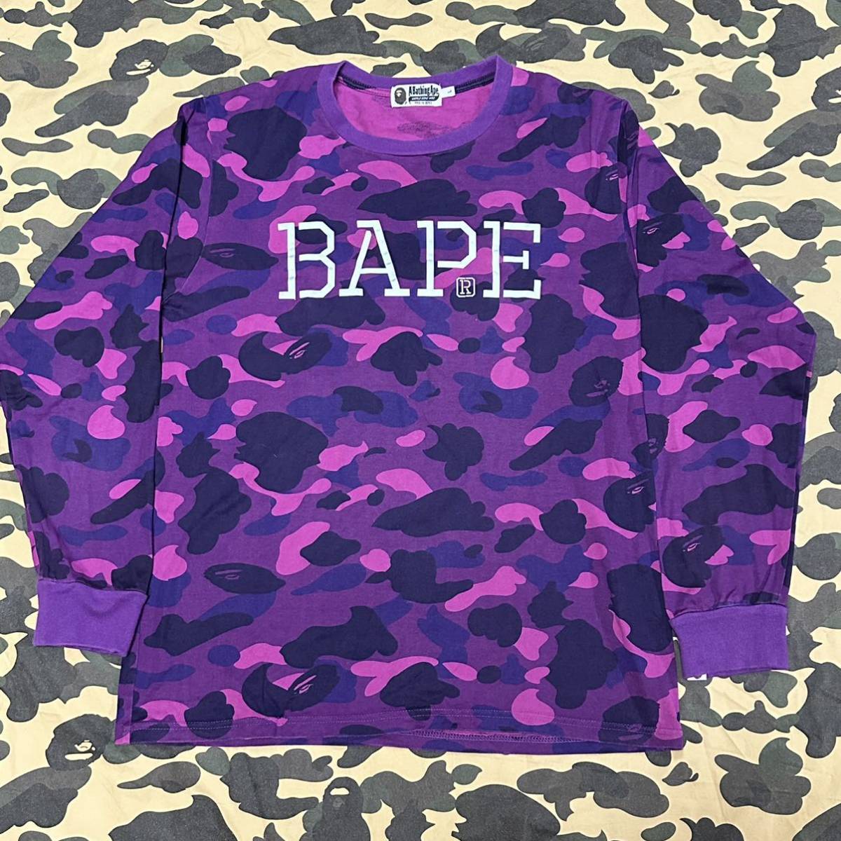 最新作 ls reflective camo purple tee Tシャツ APE BATHING A エイプ