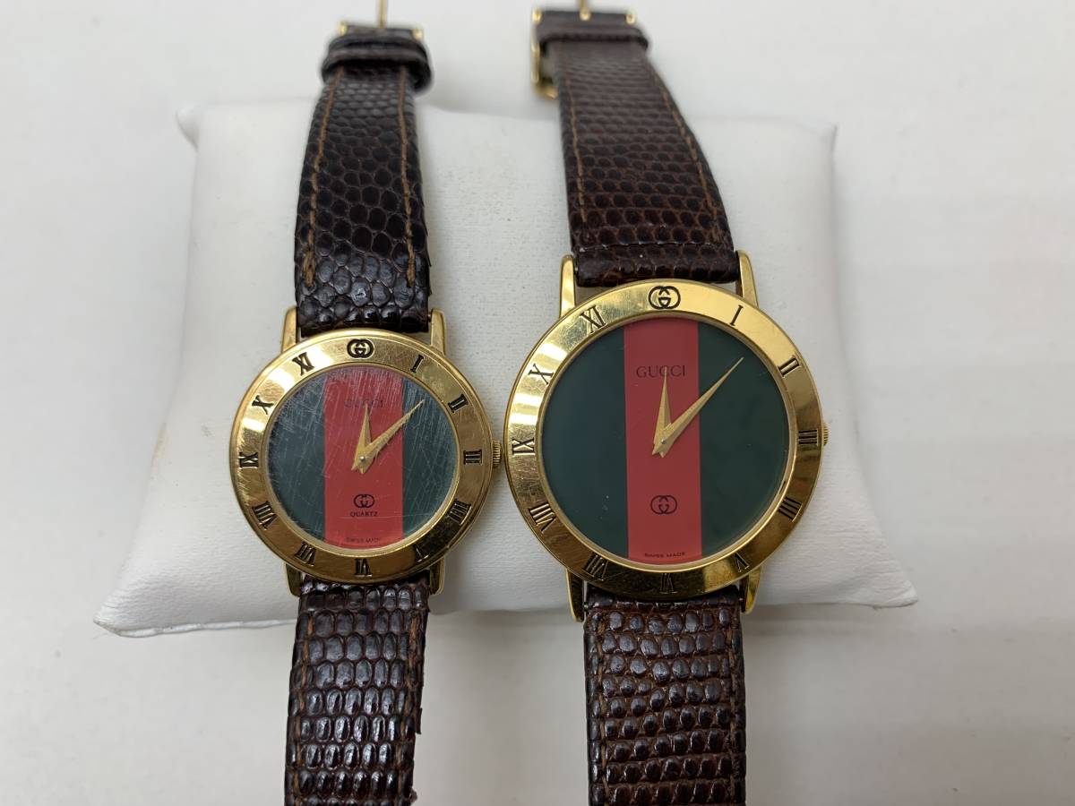 GUCCI 3001M 3001L グッチ 腕時計 シェリーライン クォーツ メンズ レディース ペアウォッチ 電池交換済み 動作品