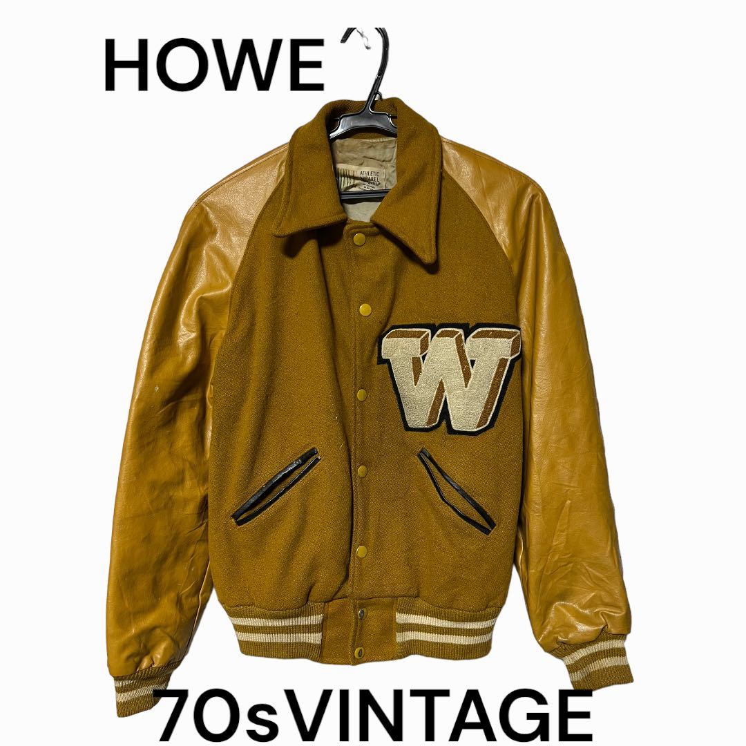 期間限定特価】 70s ウール レザー 古着 スタジャン ビンテージ HOWE