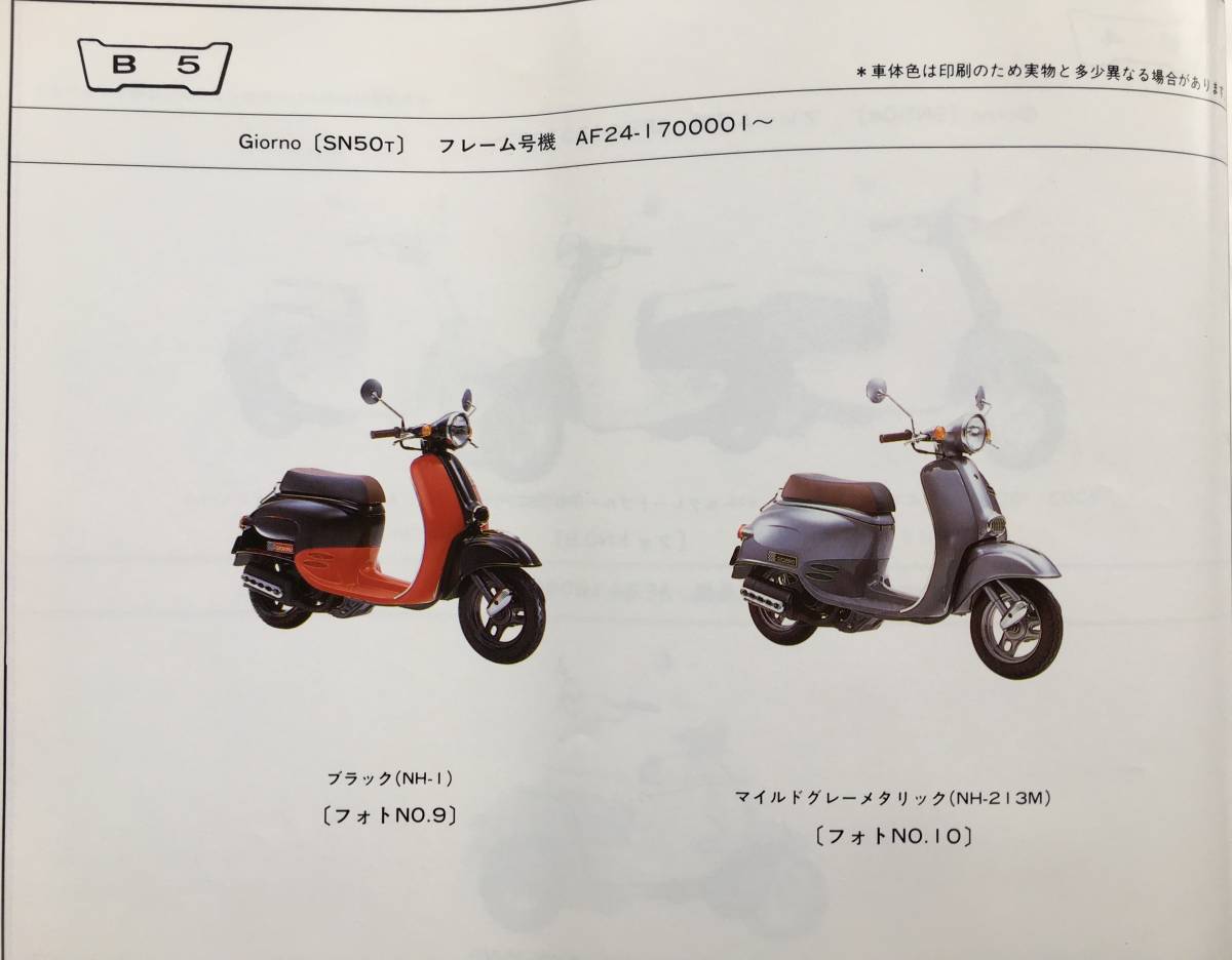  Honda Giorno 50cc. parts list 5 version Heisei era 7 year 12 month issue 