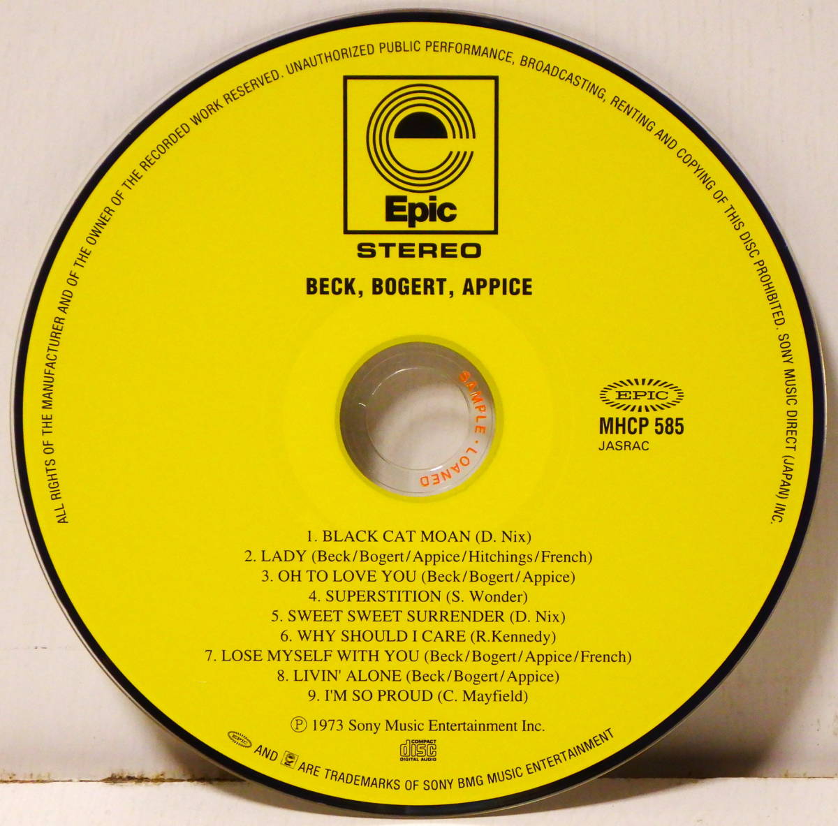 RARE ! 見本盤 ベック ボガート＆アピス PROMO ! BECK BOGERT & APPICE SONY MUSIC JAPAN MHCP-585 WITH OBI_画像2