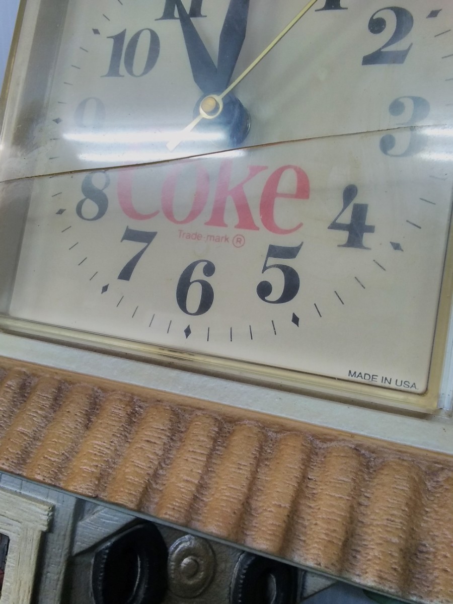 ビンテージ コカ・コーラ ガソリンスタンド 時計 壁掛け時計 USA製 1990 コカコーラ Coca-Cola アメリカンインテリア 動作品 輸入雑貨 _画像9