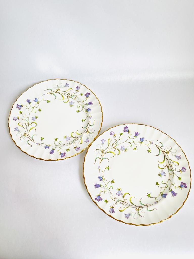 【送料込】廃盤品★Spode スポード CANTERBURY プレート 2枚セット 直径21 ホワイト×薄パープル他 カンタベリー イングランド製 s6427861_画像1