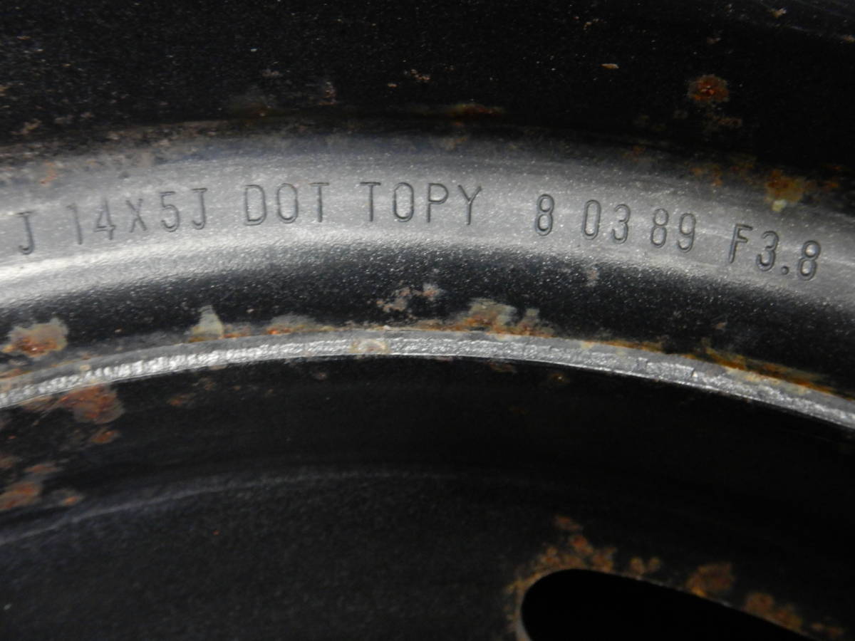 ★TOPY 6 03 89 F3.8 スチルホイール★J14×5J OFF：+25 PCD：139.7-6H ハブ径:106mm 傷、汚れ、錆、塗装がれ等あり 2本 _画像5