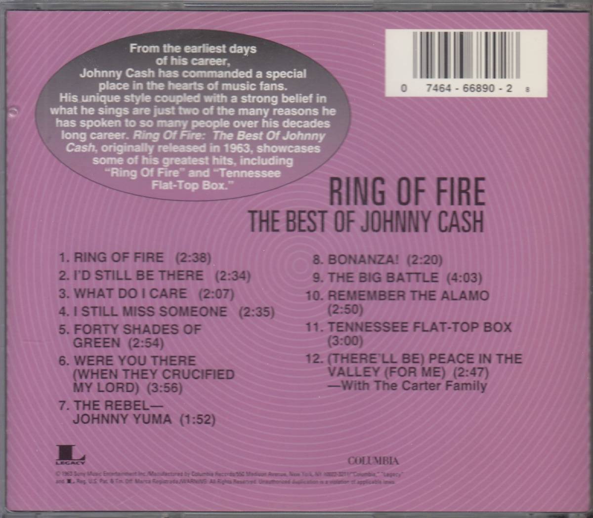 輸 Johnny Cash Ring Of Fire (The Best Of Johnny Cash)ジョニー・キャッシュ◆規格番号■CK-66890◆送料無料■即決●交渉有_画像2
