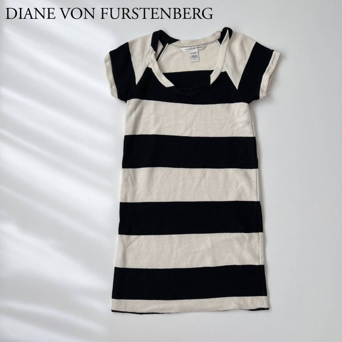 DIANE VON FURSTENBERG ダイアンフォンファステンバーグ チュニックワンピース 膝上丈 ミニ丈 トップス ボーダー カジュアル レディース_画像1