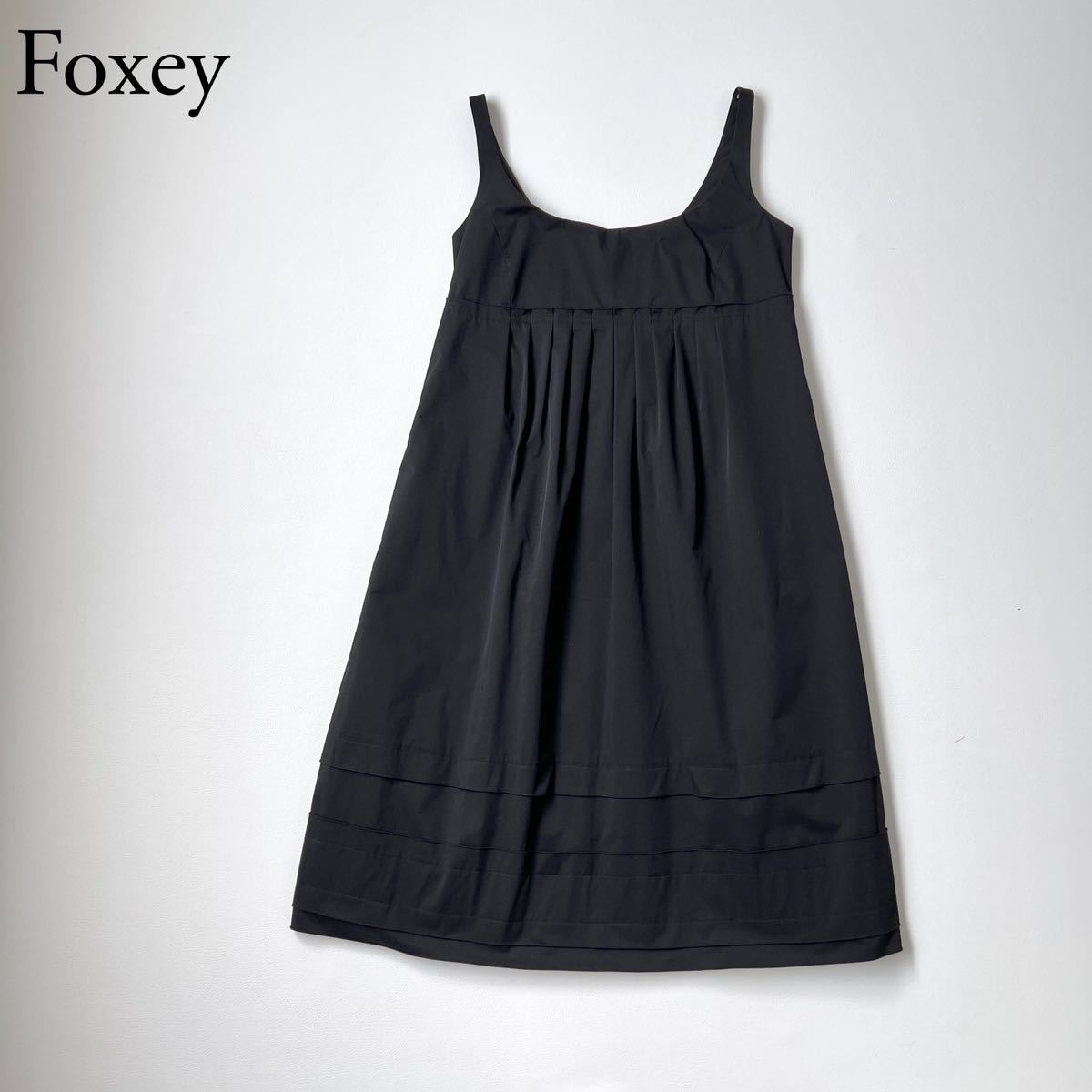 FOXEY NEW YORK フォクシーニューヨーク ドレス フレアワンピース ストレッチグログラン ノースリーブ　美品 パーティ　結婚式 レディース_画像1