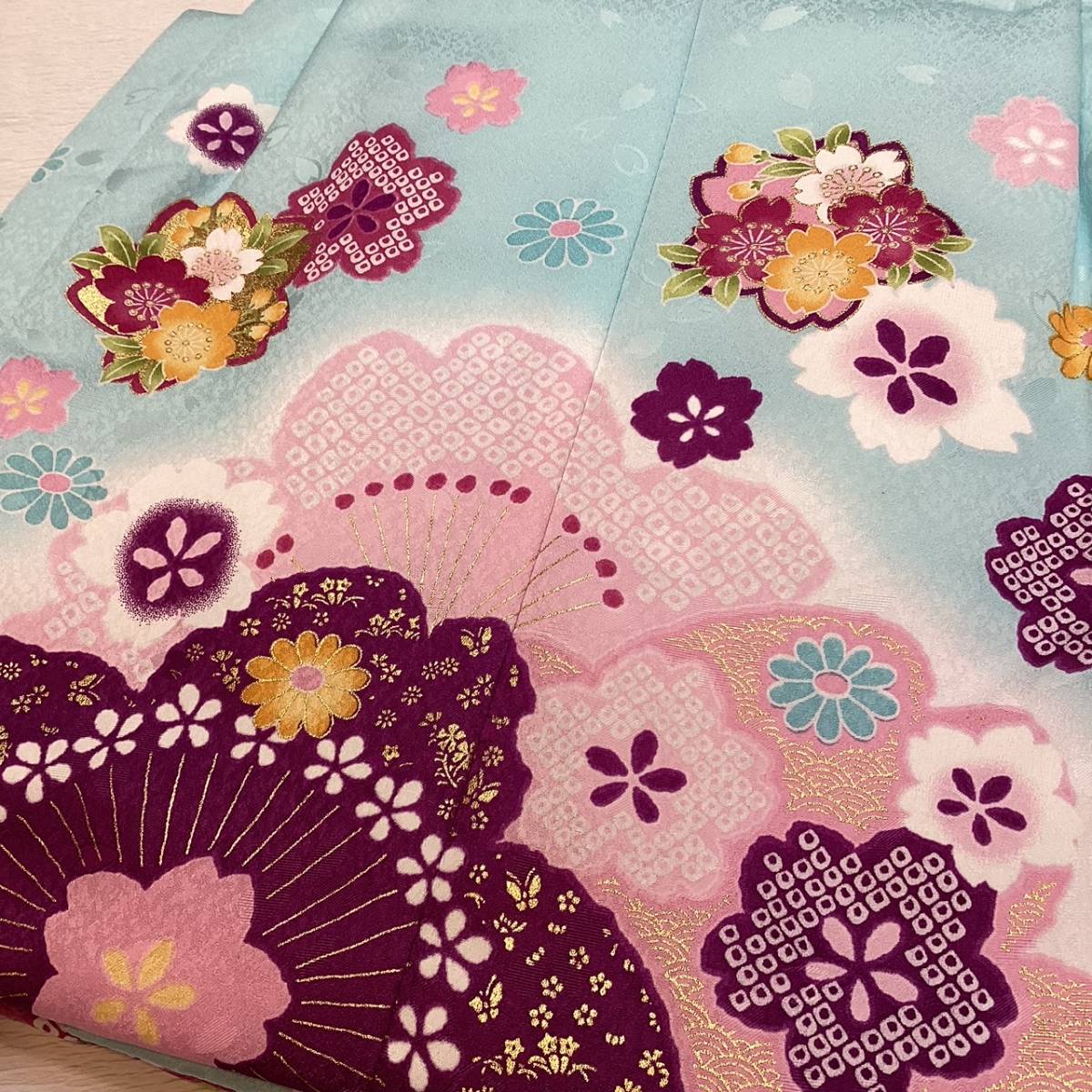  "Семь, пять, три" кимоно 3 лет . ткань пальто .. способ бледно-голубой сделано в Японии новый товар mi528