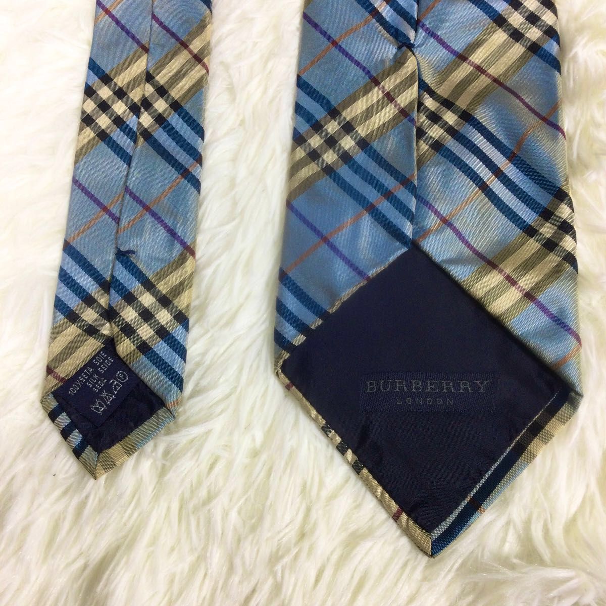 新品 BURBERRY バーバリーロンドン ノバチェック ネクタイ ビジネス 青-