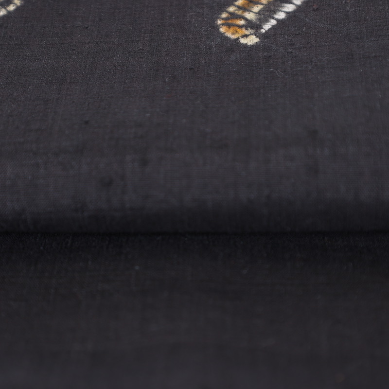 袋帯　赤城紬　黒　茶　縫いとり絞り　チェロ　音符　フルート /1423_画像10