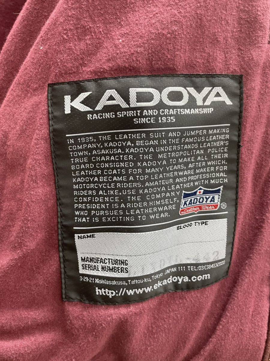 KT0915 KADOYA/カドヤ K'SLEATHER レザー ライダースジャケット 革ジャン ワインレッド ボルドー_画像6