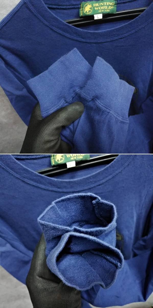 ハンティングワールド　長袖Tシャツ　ロンT　Lサイズ　HUNTING WORLD　ロゴ　イタリア製　古着　訳あり_画像7