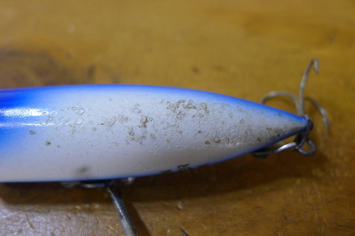 II018 Heddon/ヘドン トップウォーター CHUGGER SPOOK チャガー スプーク blue＆white ルアー フィッシング 釣り具/60_画像8