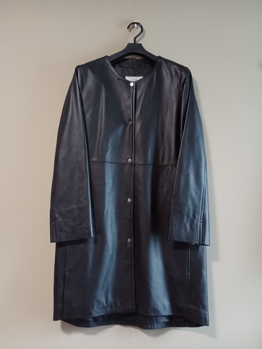  unused *Zelal origin block zela-ru* no color ram leather coat black 11AR