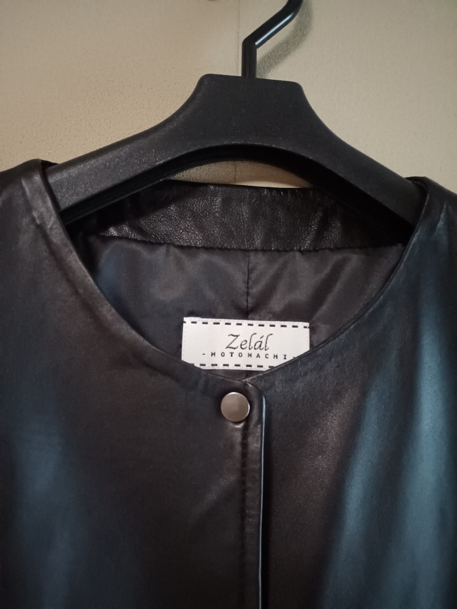  unused *Zelal origin block zela-ru* no color ram leather coat black 11AR
