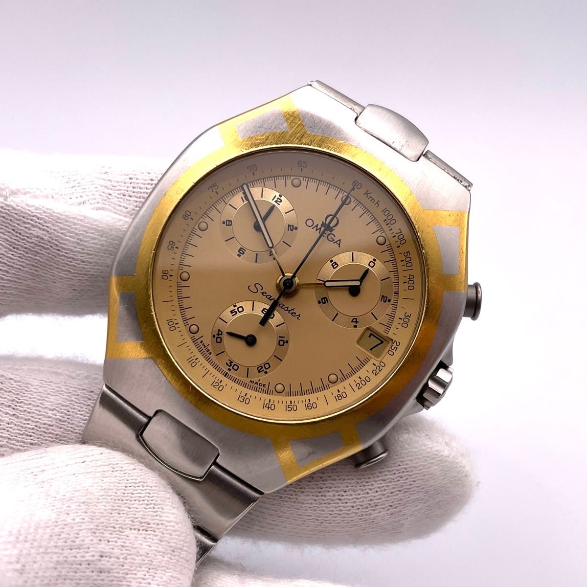 【美品・稼働品】オメガ OMEGA ポラリス シーマスター クロノグラフ デイト 1675 386.1031 クオーツ