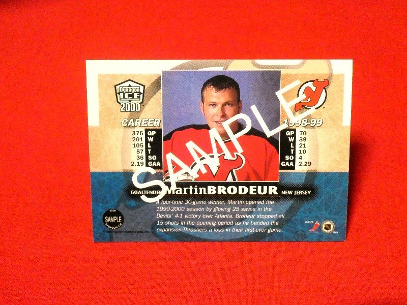 NHL　DYNAGONICE　2000　Martin Brodeur　マーティン・ブロデューア　Trading Card　カードトレカ　サンプルカード_画像2