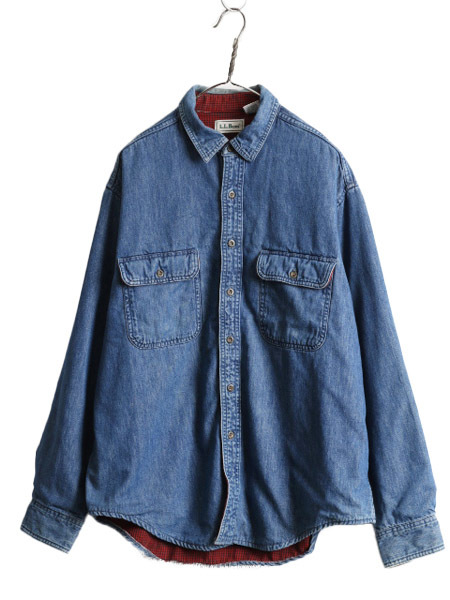 当社の ライナー付き フランネル チェック エルエルビーン カナダ製 90s 長袖 厚手 LLBEAN オールド LLビーン 90年代 古着 L メンズ シャツ デニム 男性用 当社の ライナー付き フランネル チェック エルエルビーン カナダ製 90s 長袖 厚手 LLBEAN オールド LLビーン 90年代 古着 L メンズ シャツ デニム 男性用