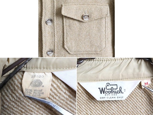 70s ウールリッチ 斜め ストライプ 長袖 ウール CPO シャツ メンズ M / 70年代 白タグ ヴィンテージ Woolrich ジャケット ヘビーウェイト_画像4