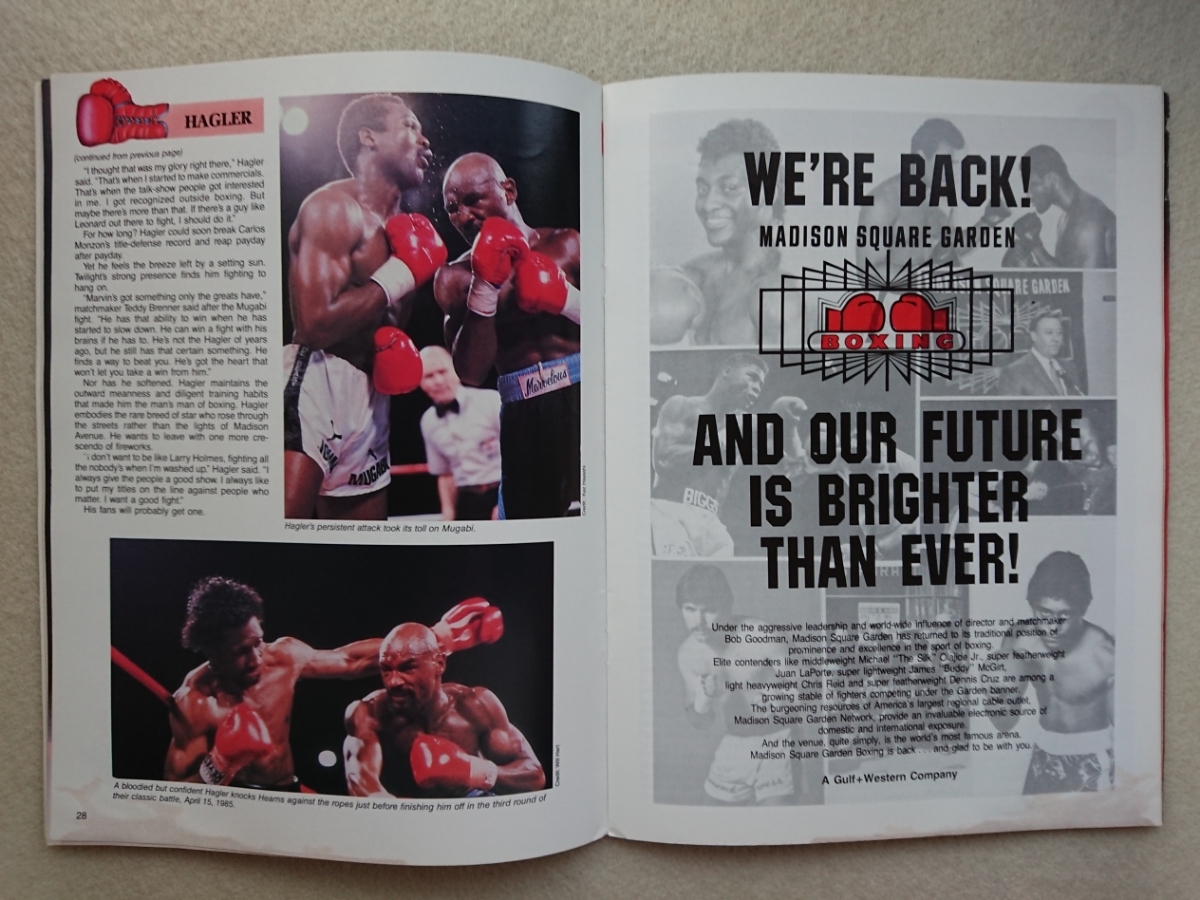  legend. name contest / boxing pamphlet / WBC world middle class title Match 1987.4.6ma- bin * is gla-vsshuga-* Ray * Leonard 