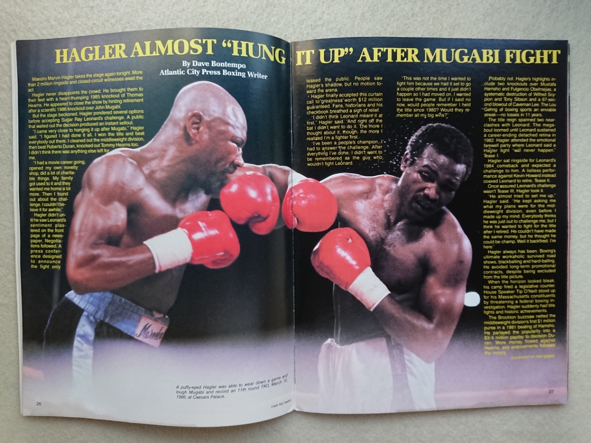  legend. name contest / boxing pamphlet / WBC world middle class title Match 1987.4.6ma- bin * is gla-vsshuga-* Ray * Leonard 