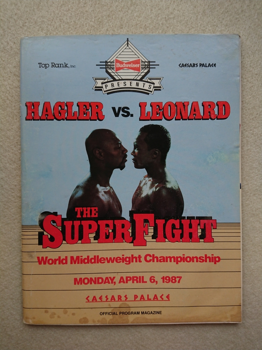  legend. name contest / boxing pamphlet / WBC world middle class title Match 1987.4.6ma- bin * is gla-vsshuga-* Ray * Leonard 