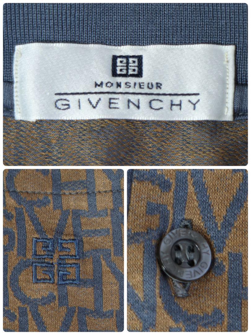 【レトロ古着◎最高級】GIVENCHY ジバンシー 総ロゴ ポロシャツ 茶 XL_画像8