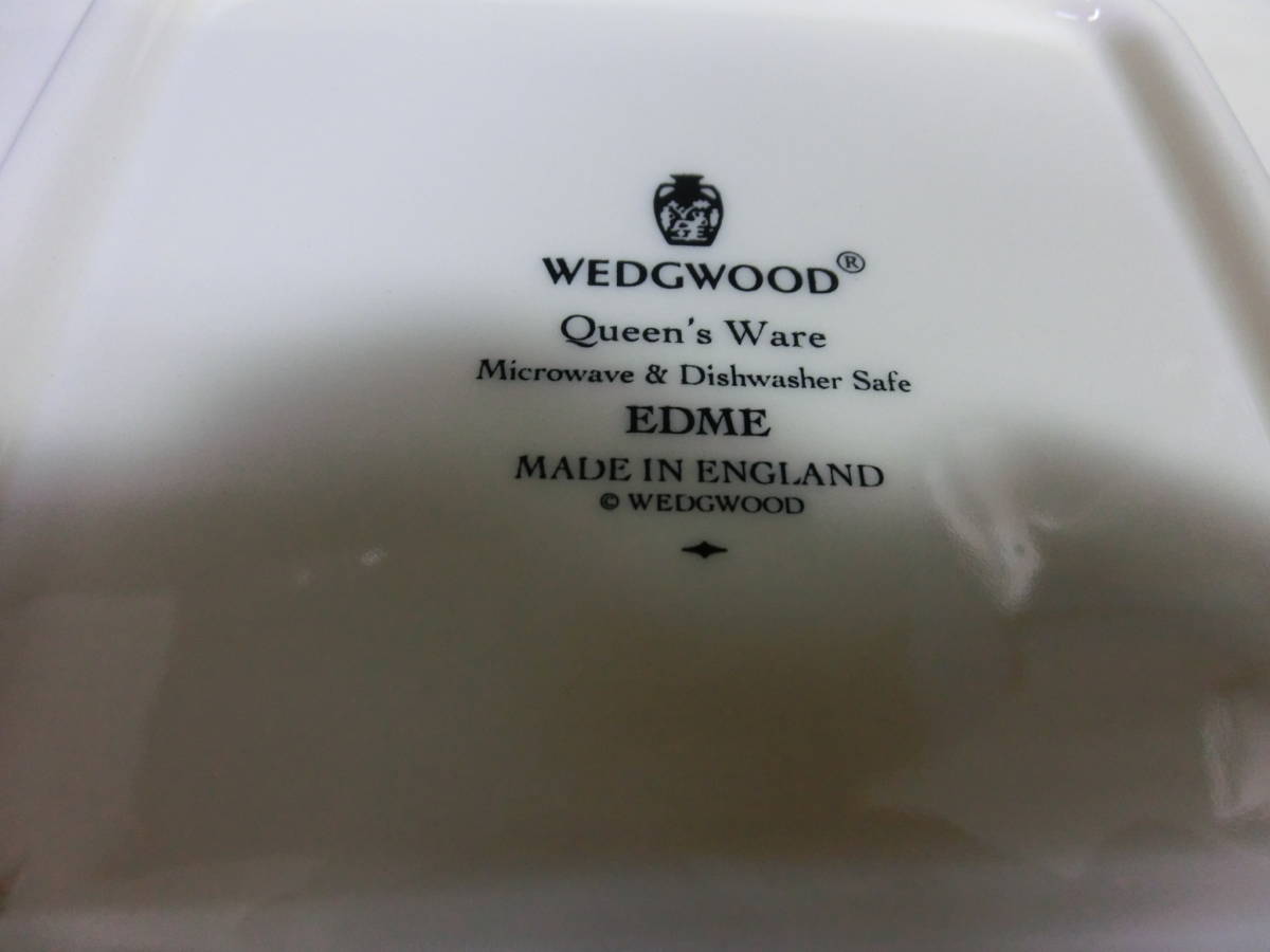 【WEDGWOOD スクエアプレート】ウェッジウッド Queen’s Ware EDME エドミー イギリス製 横 約25.5cm 陶器 洋食器【B6-2③】0926_画像9