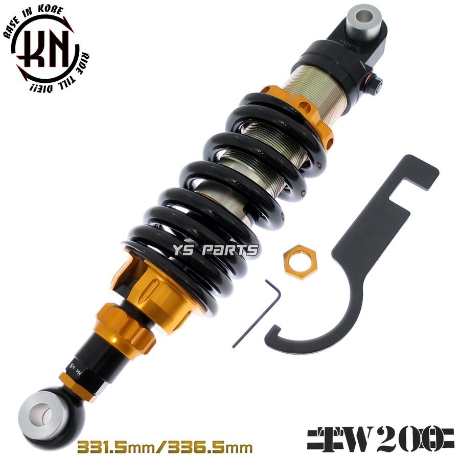 [ attenuation pressure adjustment 22 step ] super shock absorber gold TW200[DG07J]TW225[DG09J] [ less -step pli load adjustment ]331.5/336.5mm. 2 kind. vehicle height selection possibility 