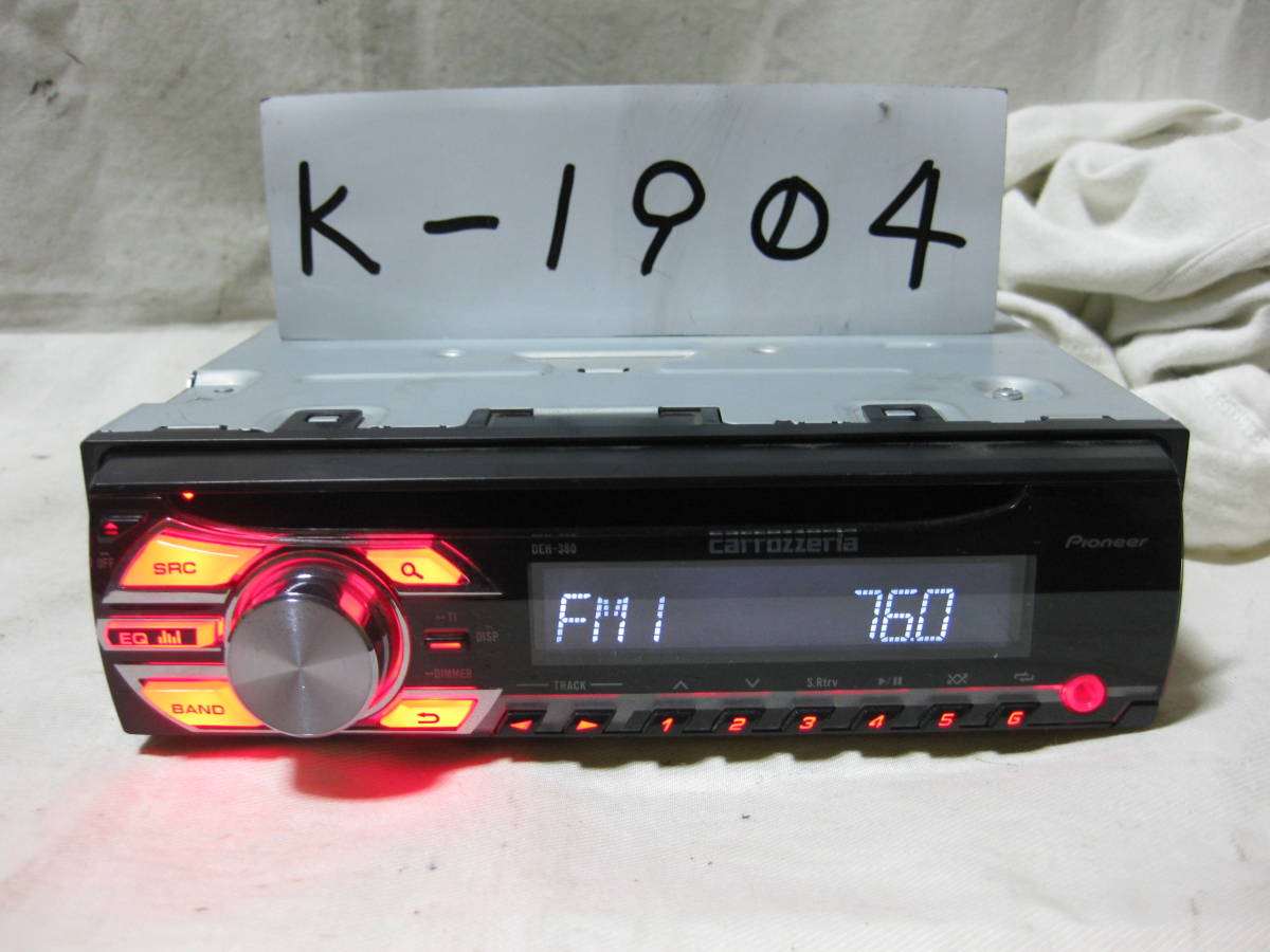 K-1904　Carrozzeria　カロッツェリア　DEH-380　MP3　フロント AUX　1Dサイズ　CDデッキ　故障品_画像1