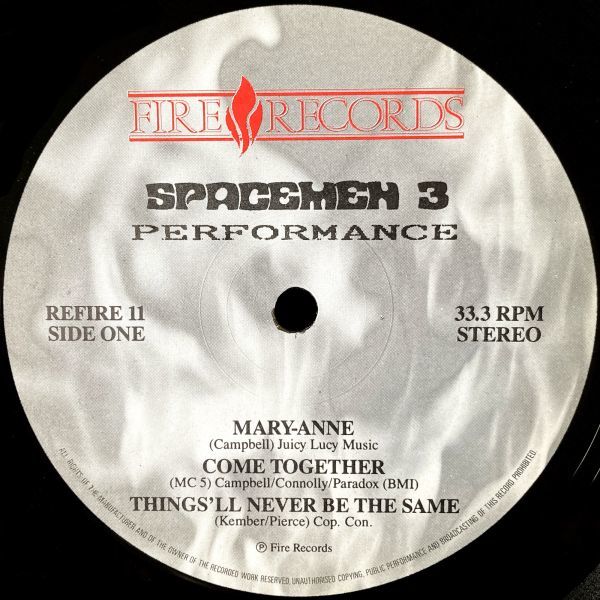 【UK盤/LP】Spacemen 3 / Performance ■ Fire Records / REFIRE 11 / サイケデリックロック / MC5 / Sun Ra_画像3