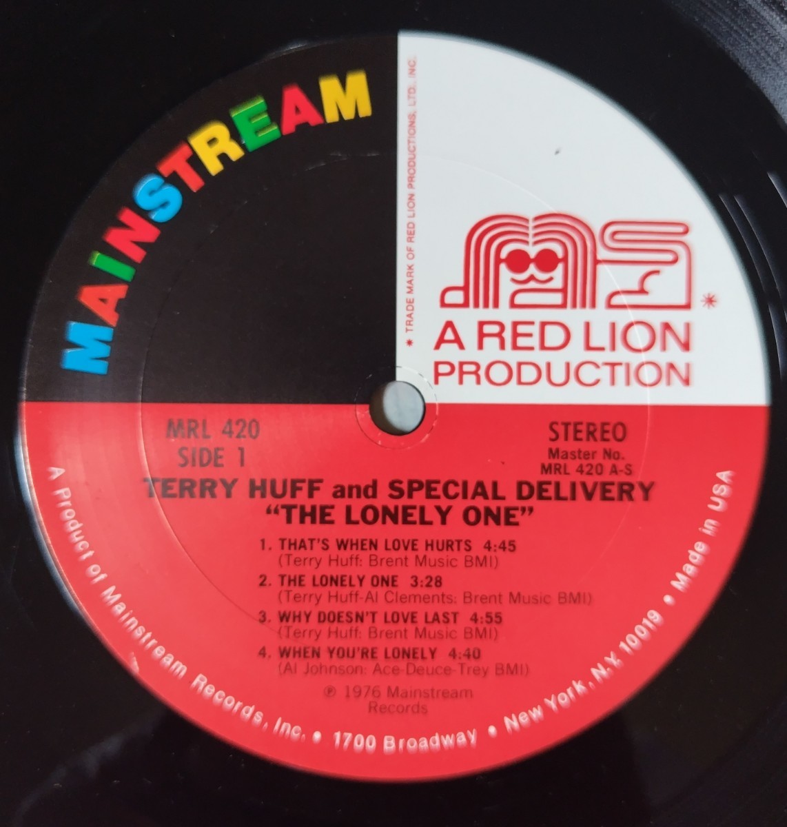 Terry Huff And Special Delivery The Lonely One/1976年米国盤シュリンクMainstream Records MRL 420_画像3