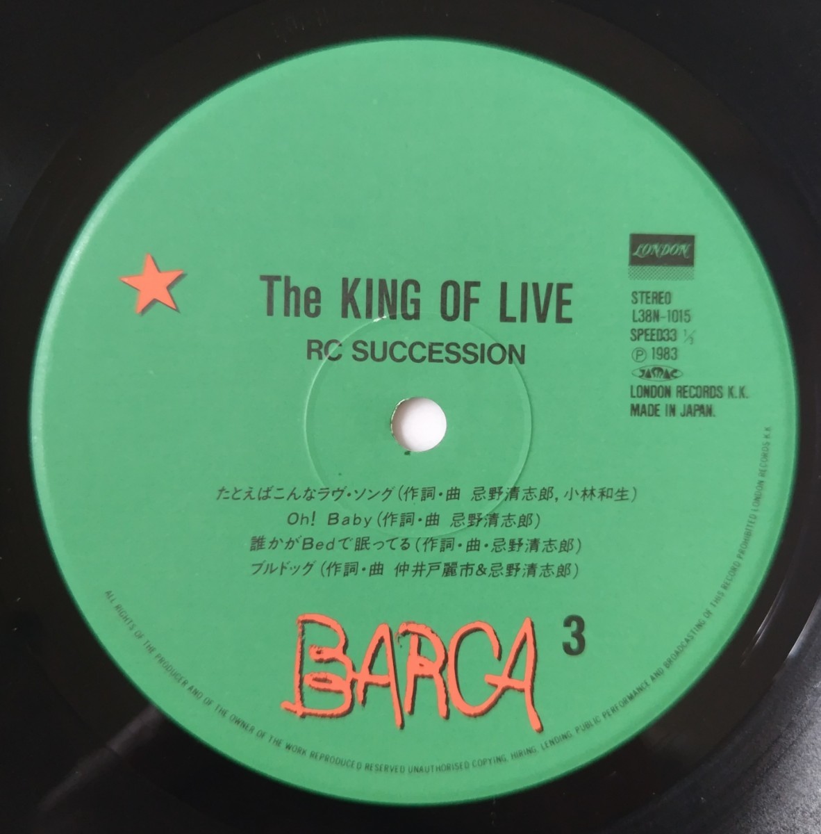 RC Succession The King Of Live/1983年Barca L38N-1014/5 RCサクセション２枚組_画像4
