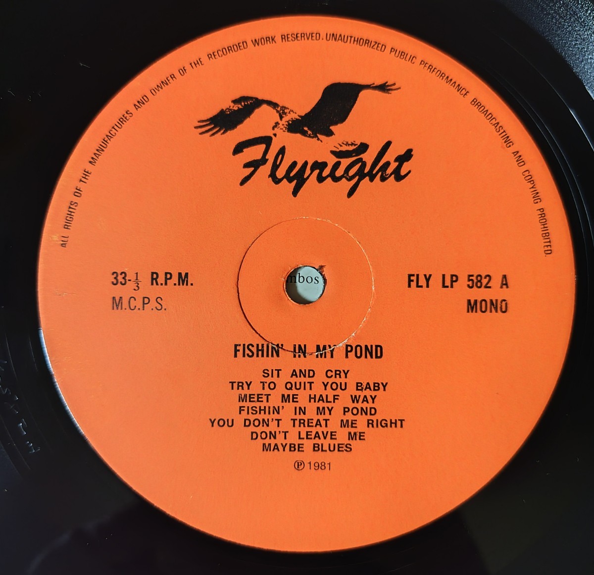 Fishin\' In My Pond (Chicago Blues Bands)Flyright Records FLY 5821981 year Britain monaural record 
