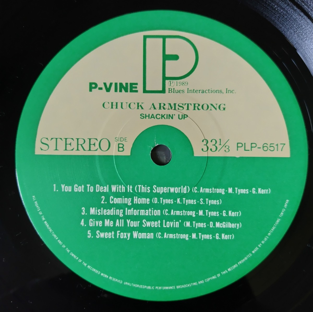 Chuck Armstrong-Shackin' Up /1989年P-VINE PLP-6517帯付き国内盤ミントコンディション_画像4