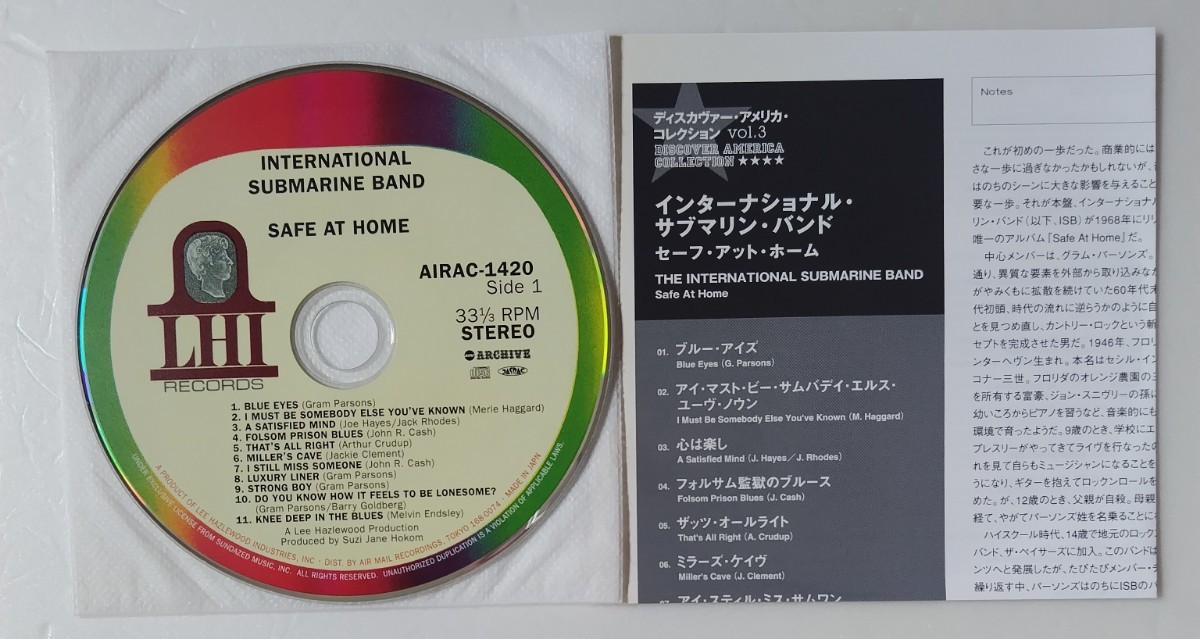 Gram Parsons' International Submarine Band Safe At Home /2007年紙ジャケAIRAC-1420_画像3