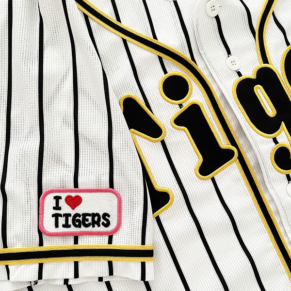 阪神 タイガース 刺繍 ワッペン I Love Tigers ピンク /TORACO/虎子/刺しゅう/tigers/応援/刺繍/ユニホーム_画像1
