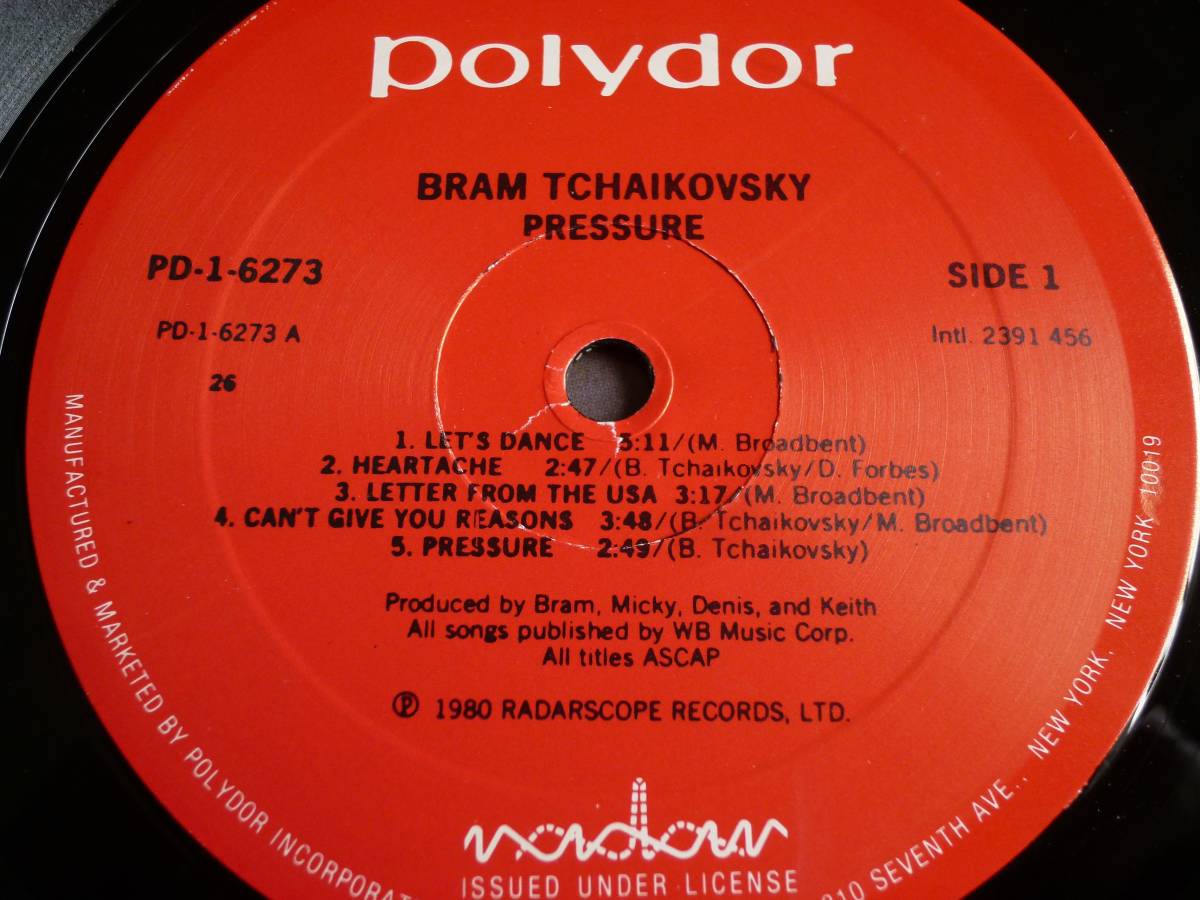 Bram Tchaikovsky『Pressure』LP_画像3