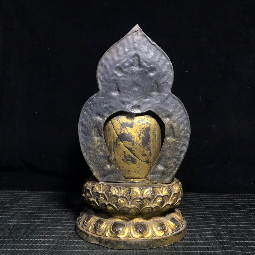 銅製・塗金・坐釋迦牟尼像『収蔵家蔵』稀少珍品・置物・古賞物・中国古