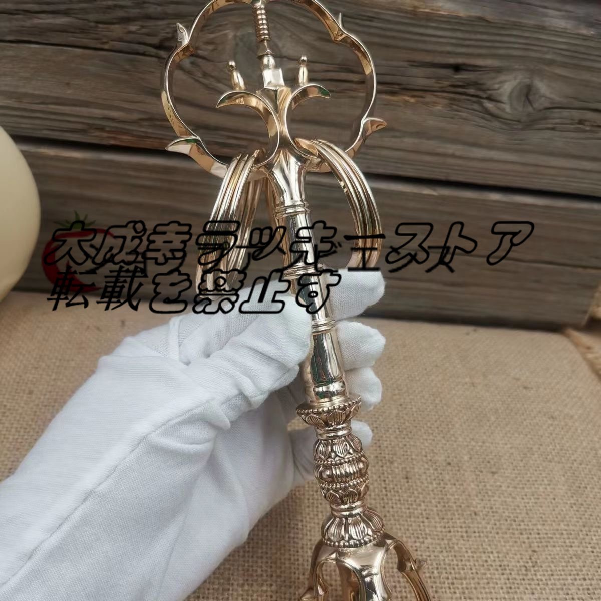 新入荷☆佳品 五鈷杵錫杖 手作り 真言宗 仏教 密教 仏具 お寺 仏堂 高さ23cm_画像2