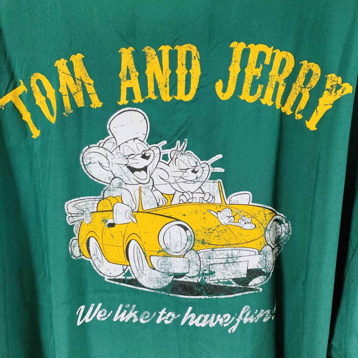 Tom and Jerry (トムとジェリー) - LLサイズ オープンカラーシャツ 開襟シャツ クレリックシャツ 仲良く喧嘩しな (タグ付き新品未着用品)_画像7