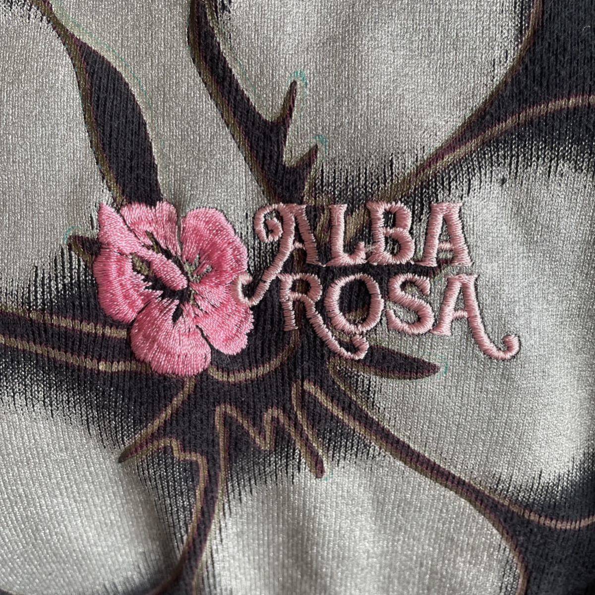  Alba Rosa ALBA ROSA girl pretty te-to stylish summer summer sea beach casual hibiscus flower embroidery black black 109 Logo . hand 