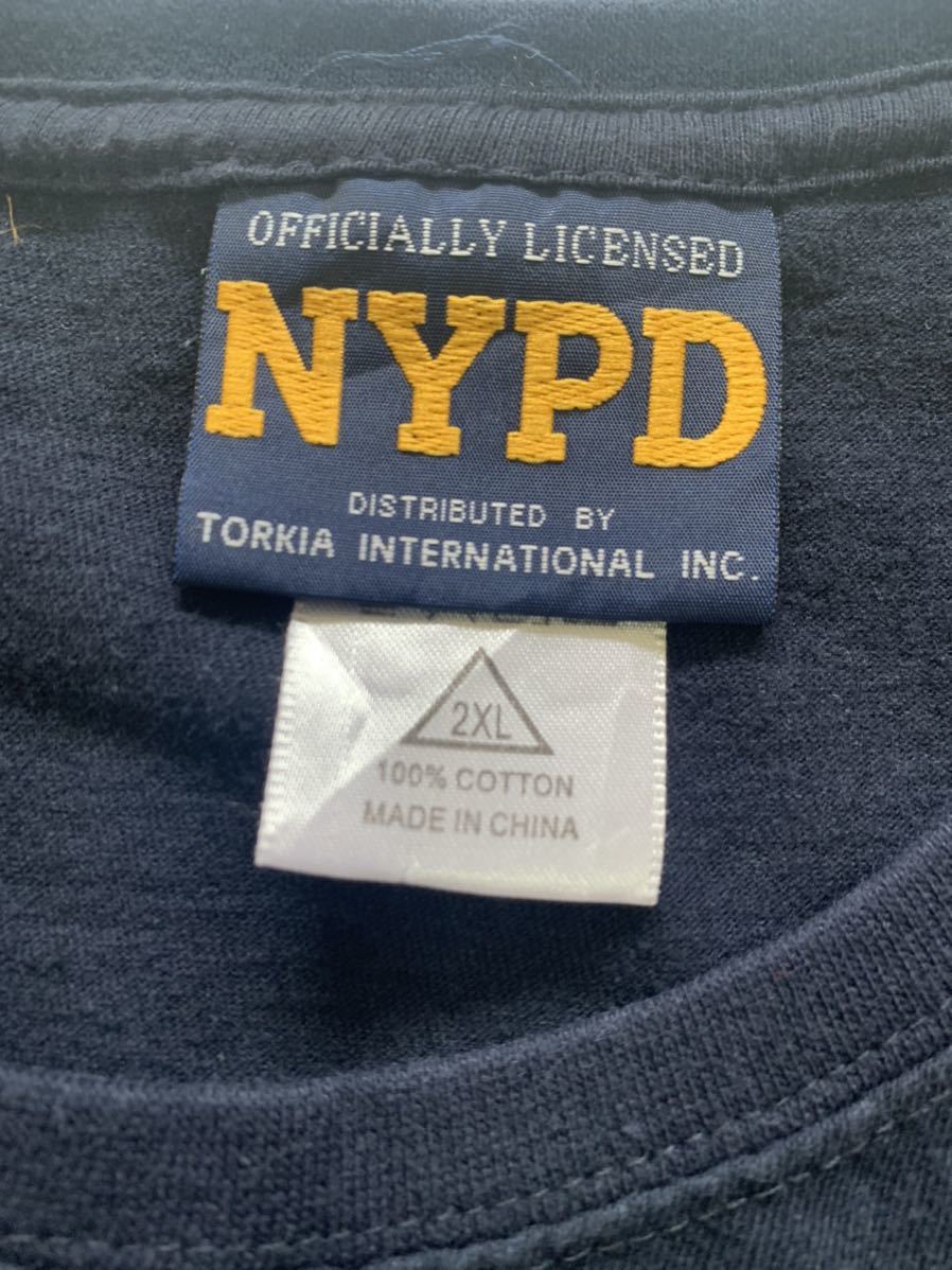 [ бесплатная доставка переговоры о снижении цены приветствуется ]NYPD вышивка короткий рукав футболка TorkiaInternational 2XL темно-синий б/у одежда форма форма America USA Police LE полиция 