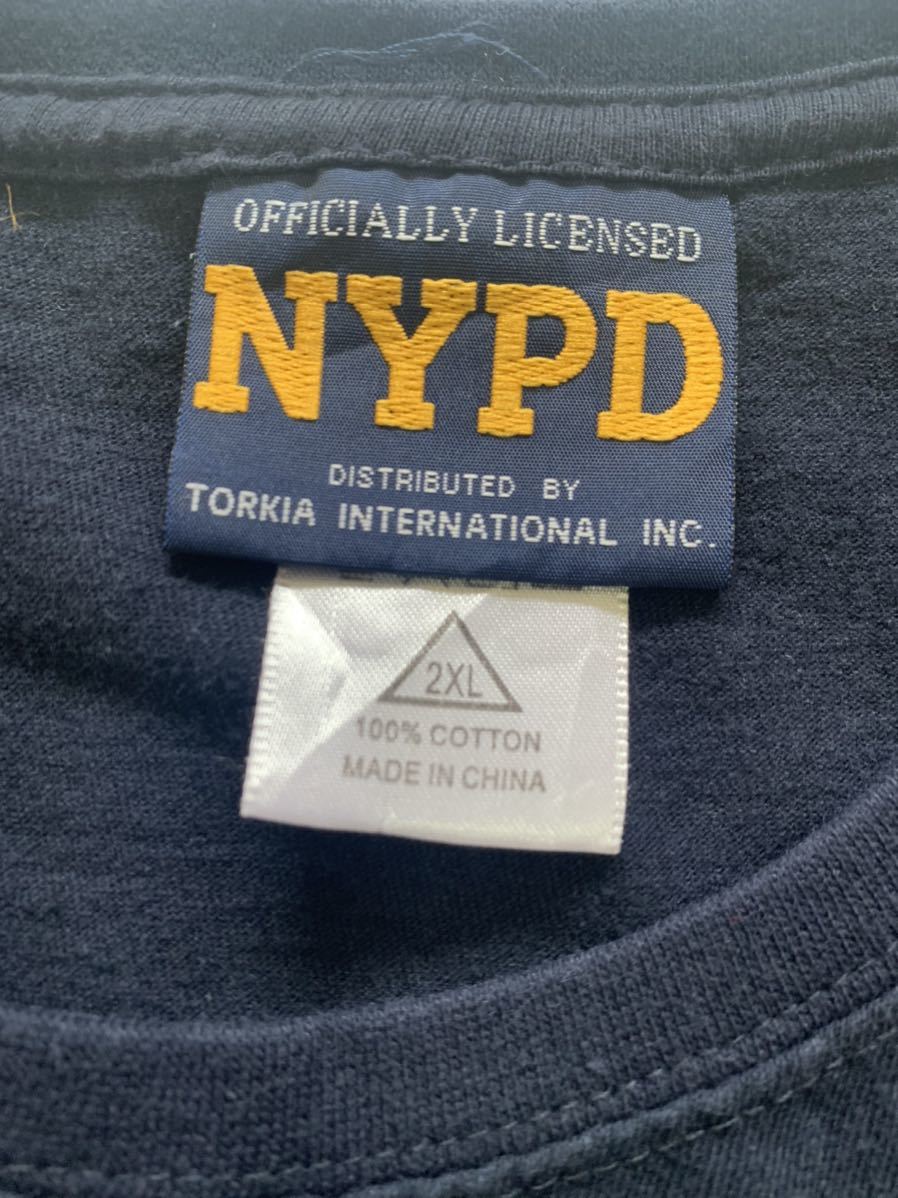 【送料無料 値下げ交渉歓迎】NYPD刺繍 半袖Tシャツ TorkiaInternational 2XL ネイビー 古着 ユニフォーム 制服 アメリカ USAポリス LE 警察