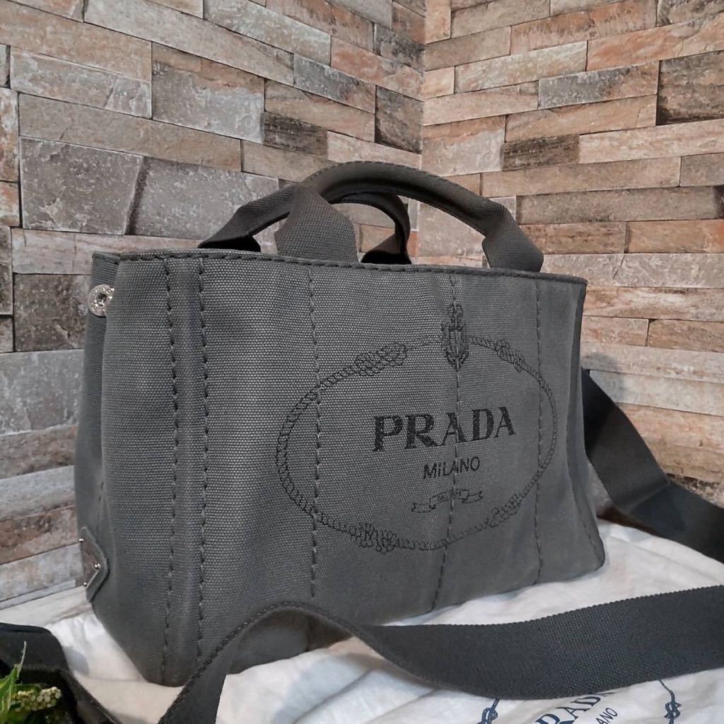 人気ブランド 正規品 プラダ PRADA 1円 ハンドバッグ 1スタ グレー系