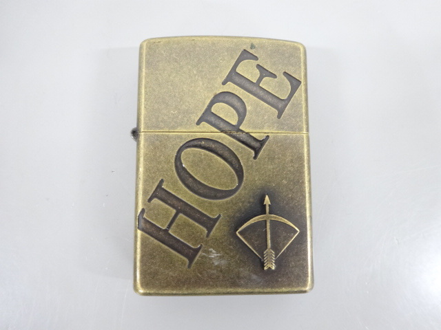 美品 2000年製 ZIPPO ジッポ HOPE ホープ アロー メタル貼り 古美加工