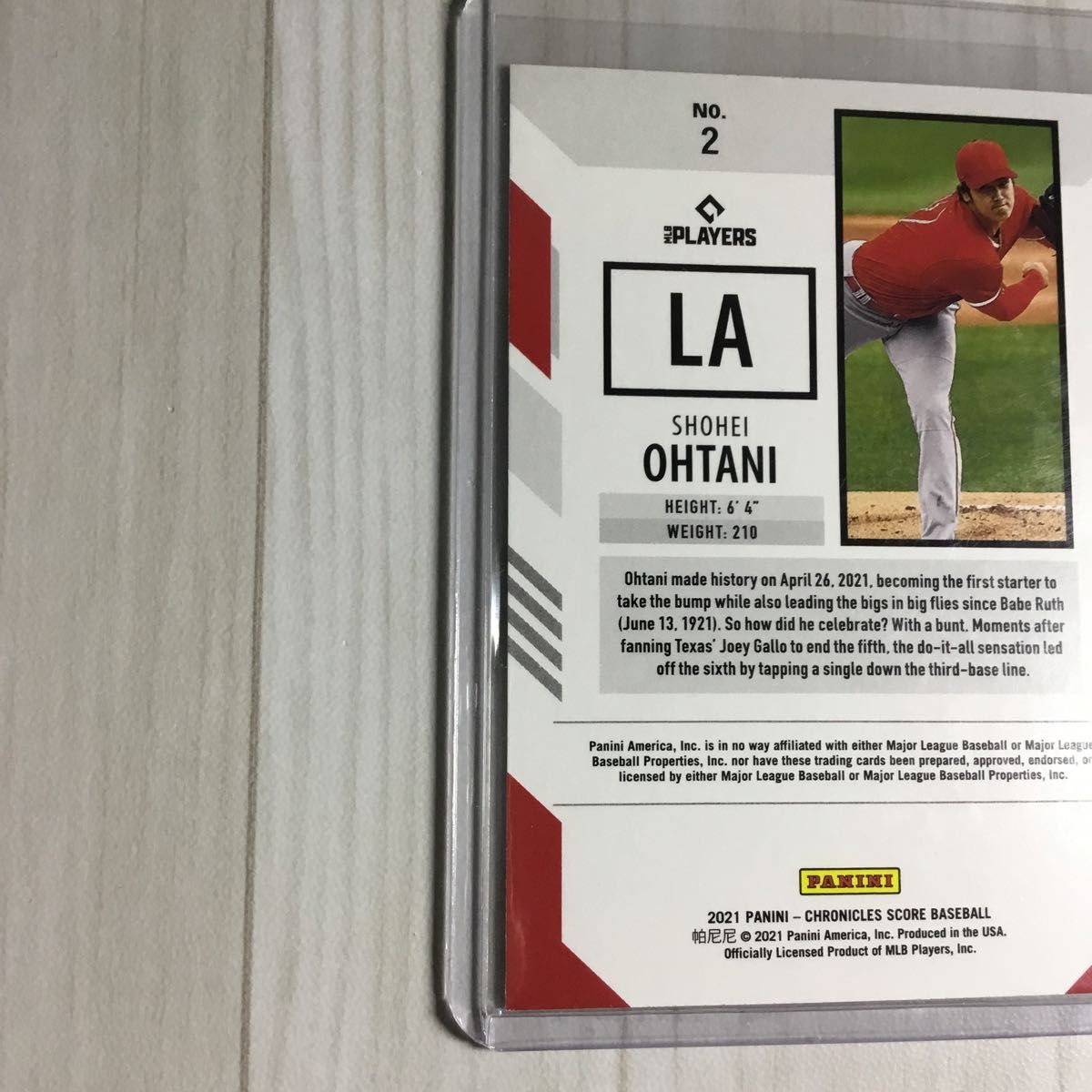 大谷翔平 PANINI CHRONICLES  SCORE #2.  61