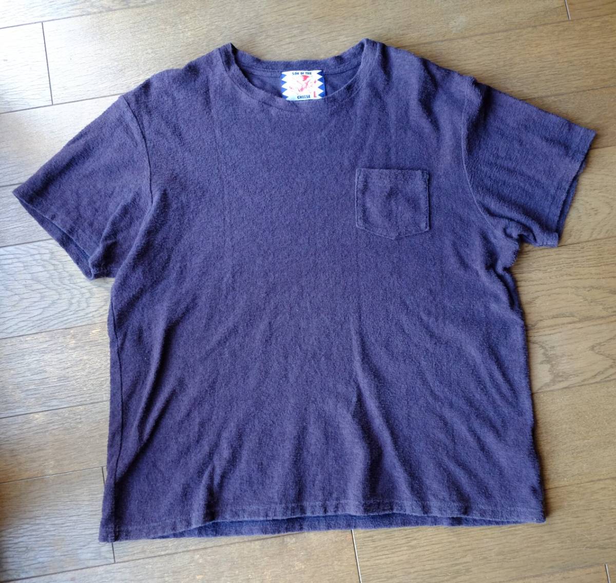 SON OF THE CHEESE　日本製　コットン パイル地 Tシャツ　L　ネイビー・紺_画像1