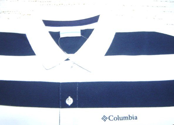 セール15% 送料無料 COLUMBIA コロンビア ポストへイツ ポロシャツ 半袖 鹿の子 ロゴワンポイント 吸湿速乾 PM0694 紺白 M メンズ_画像4