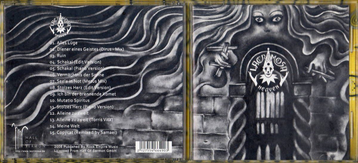 ♪男女Vo独産GothicMetal≪輸入盤CD≫LACRIMOSA(ラクリモーサ)/HEAVEN(B Side In Heaven 1993-1999)♪♪_トレー裏ジャケット・表ジャケット